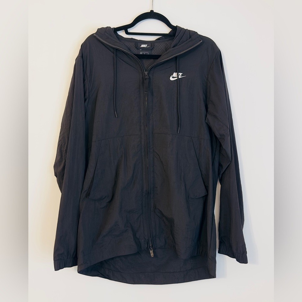 Nike Black Full Zip Hooded Windbreaker‎ Jacket Medium